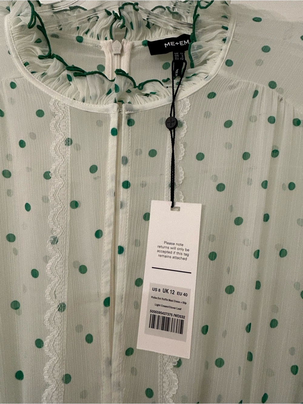 ME+EM Sheer White with Green Polka Dots maxi dress - Picture 2 of 6